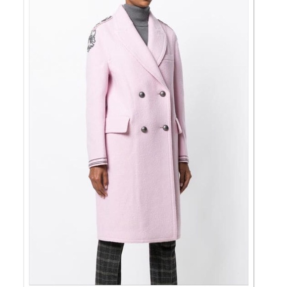 ERMANNO SCERVINO Pink double-breasted embellished coat - Picture 1 of 8